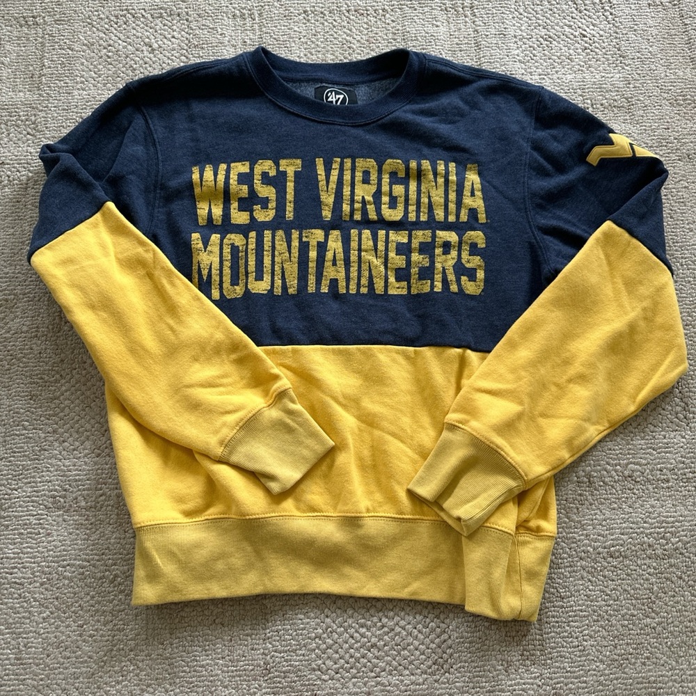 West Virginia Mountaineers Navy and Gold Crewneck Sweatshirt